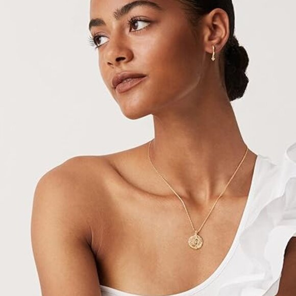 Neiman Marcus 14K Gold Plated Engraved Moon Coin Pendant - Picture 4 of 6